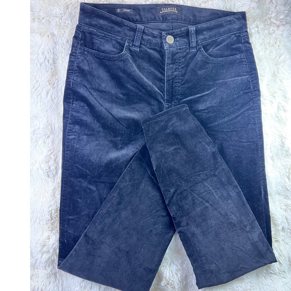 Talbots Flawless Five Pocket Jegging Pants Navy Blue Velvet Size 21 Slim Leg A25